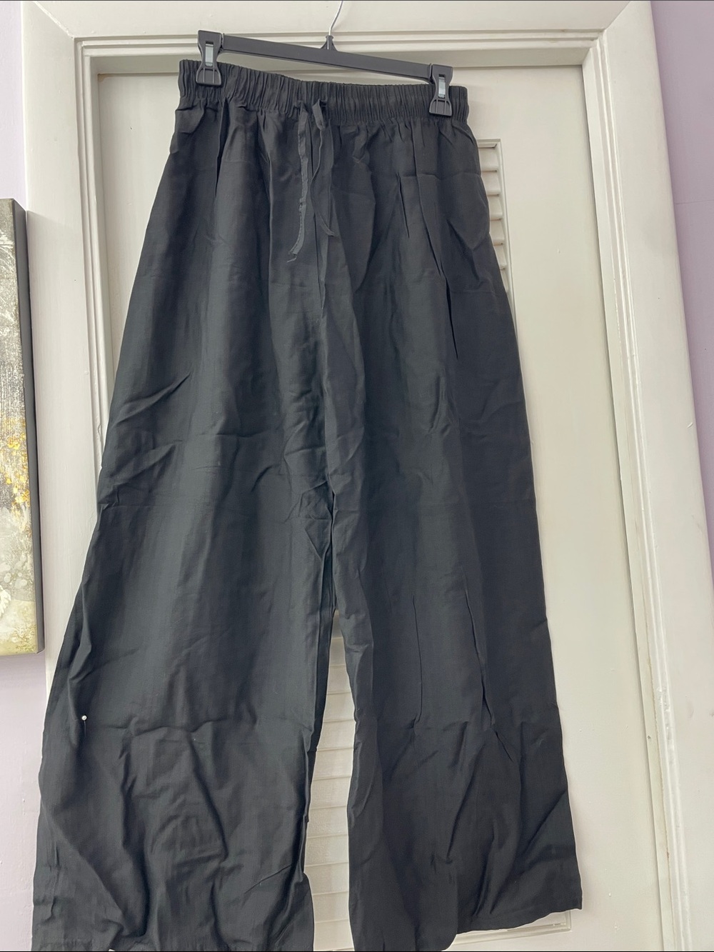 Black Wide-Leg Men’s Pants with Elastic Waist